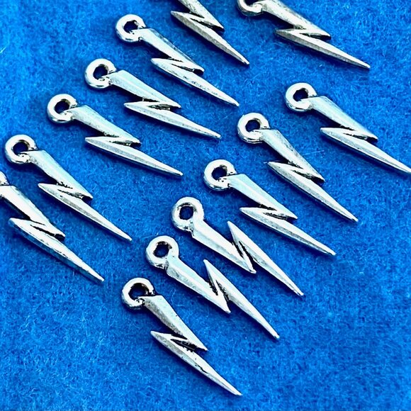Lot of 13 Sterling Silver Lightning Bolt Charms for Jewelry Making - Picture 1 of 3